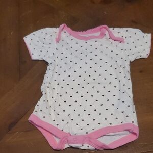 Bon Bebe White Bodysuit with Pink Heart Pattern